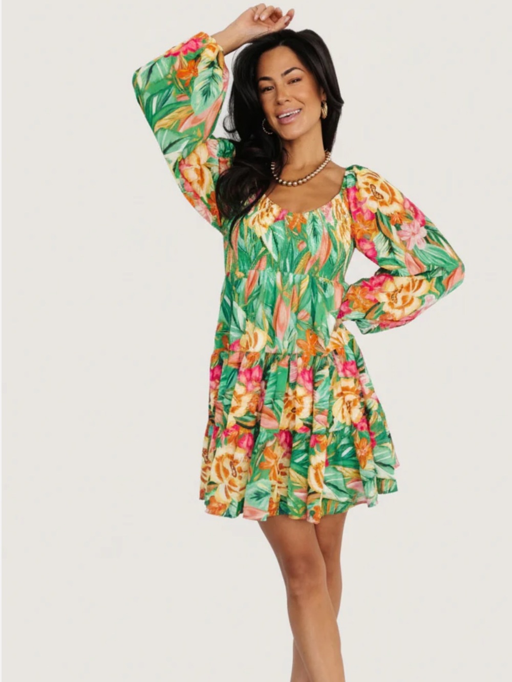 Baltic Born Acapulco Short Dress in Green Multi Print Size Small - Picture 2 of 8